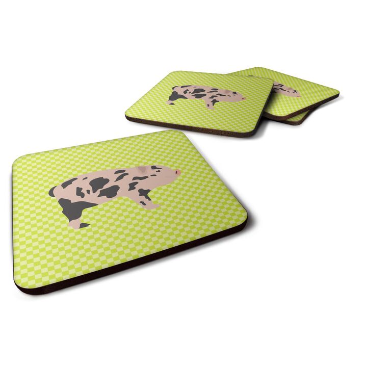 Caroline's Treasures Mini Miniature Pig Green Decorative coasters, 3.5, Multicolor