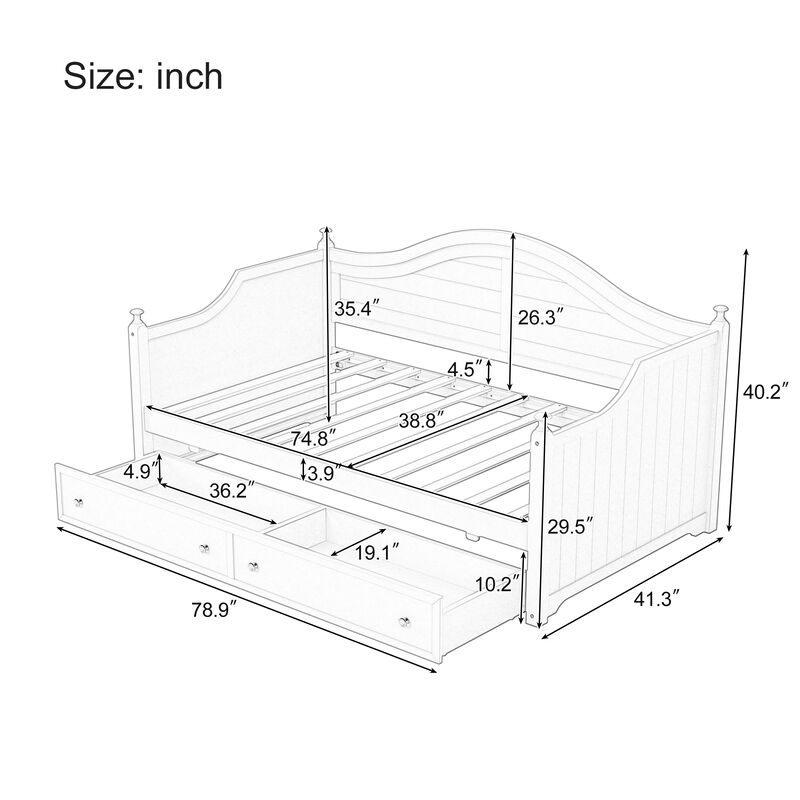 Merax Wood Daybed with 2 Storage Drawers