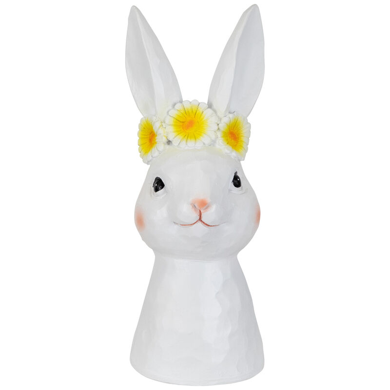 Easter Bunny Bust with Daisy Flower Crown - 9" - White and Yellow