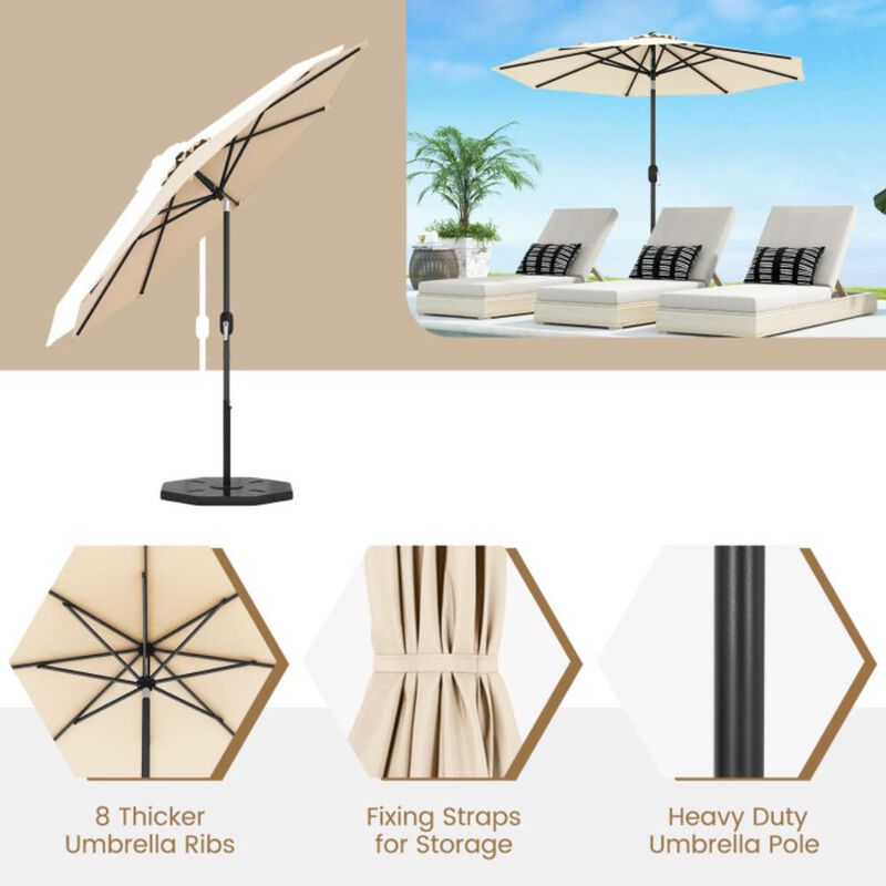 Hivvago 9 FT Outdoor Market Patio Table Umbrella Push Button Tilt Crank Lift