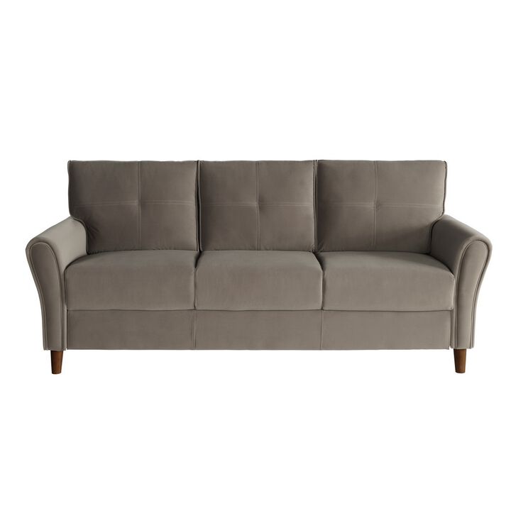 Sarah  Brown Velvet, Stitch Tufting, Reversible Cushions - Benzara