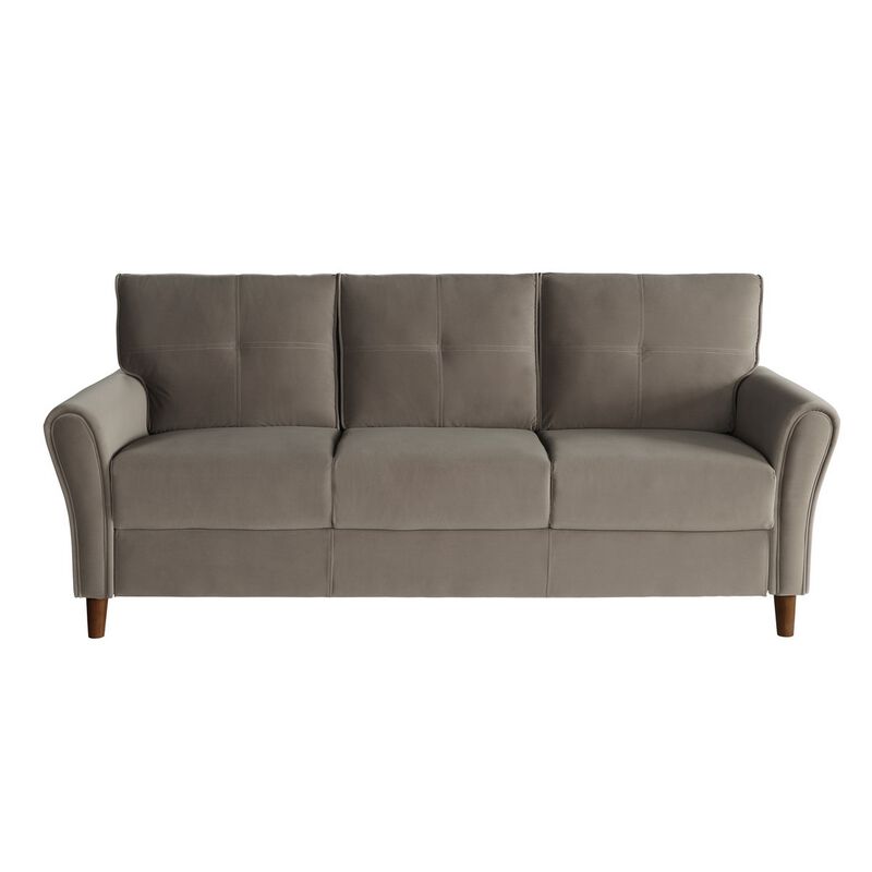 Sarah  Brown Velvet, Stitch Tufting, Reversible Cushions - Benzara