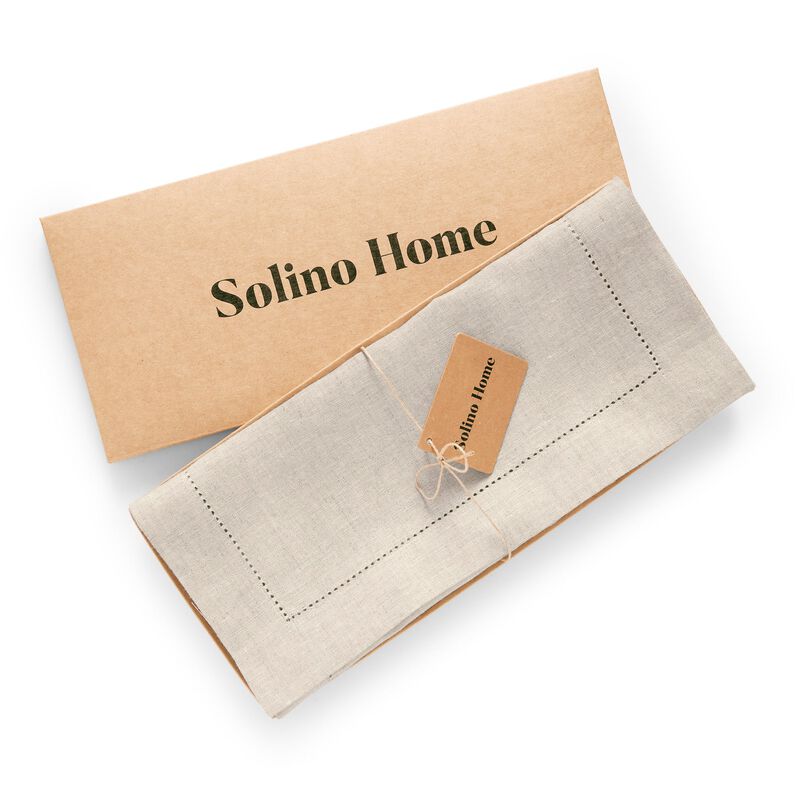 Solino Home 100% Pure Linen Table Runner | Medium Weight Hemstitch