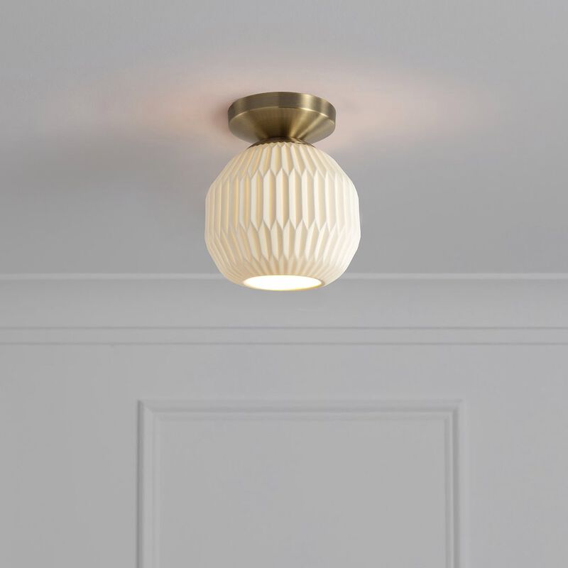 NOVA OF CALIFORNIA Moraga Bone Porcelain Semi-Flush Mount Ceiling Light