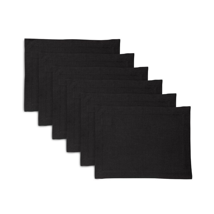 Solino Home 100% Pure Linen Placemats  Set of 6, 14 x 19 Inch | Sonoma