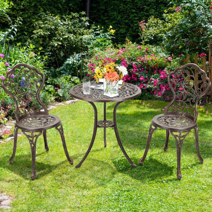 Hivvago 3 Pieces Cast Aluminum Bistro Set