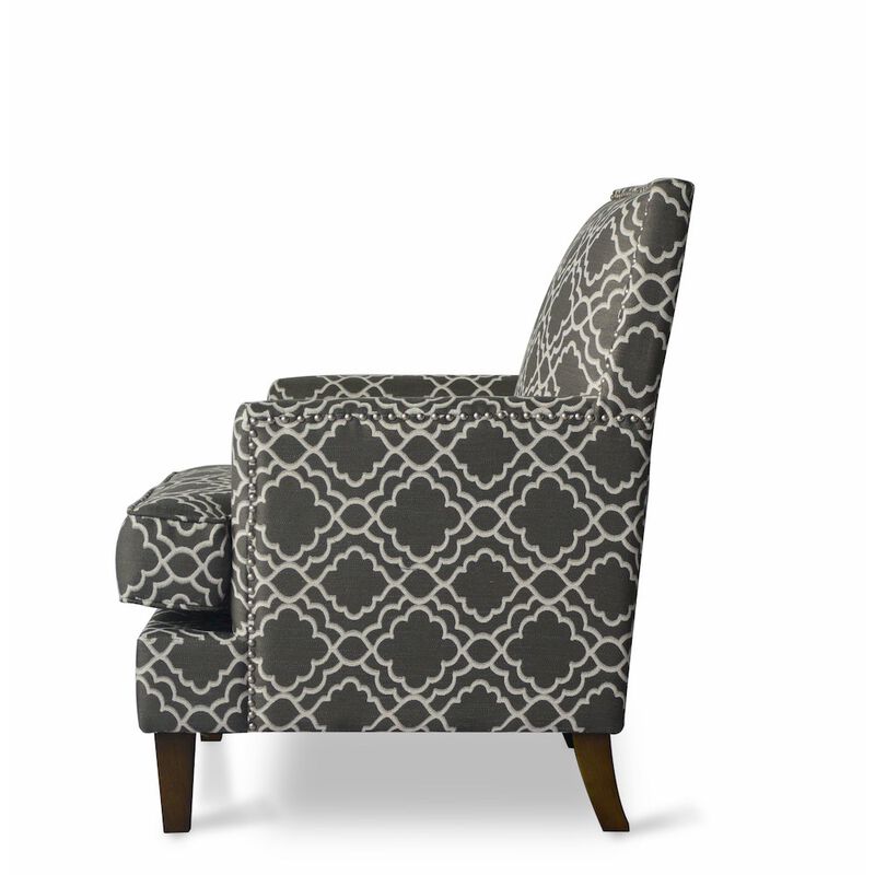 Jofran Aubrey Contemporary Geometric Upholstered Accent Chair with Nailhead Trim