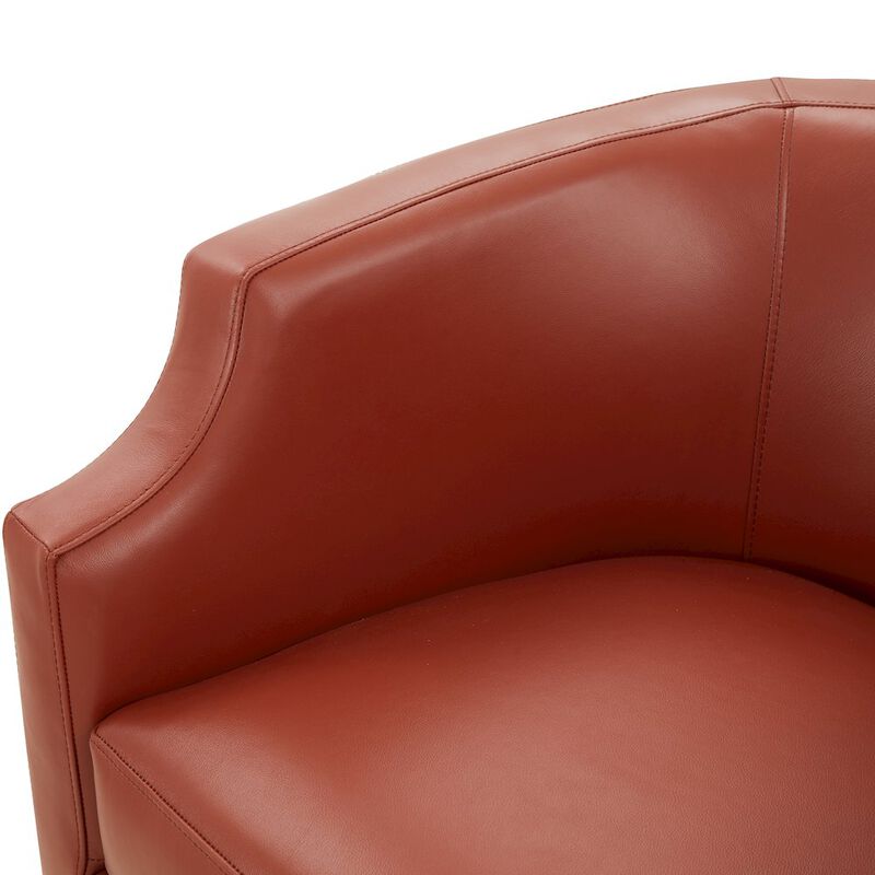 Comfort Pointe Caramel Top Grain Leather Swivel Glider Barrel Chair