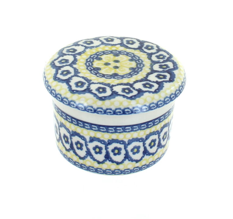 Blue Rose Polish Pottery Hummingbird French Butter Dish