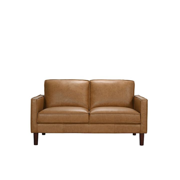 Porter Designs Soria Top-Grain Leather Loveseat, Brown