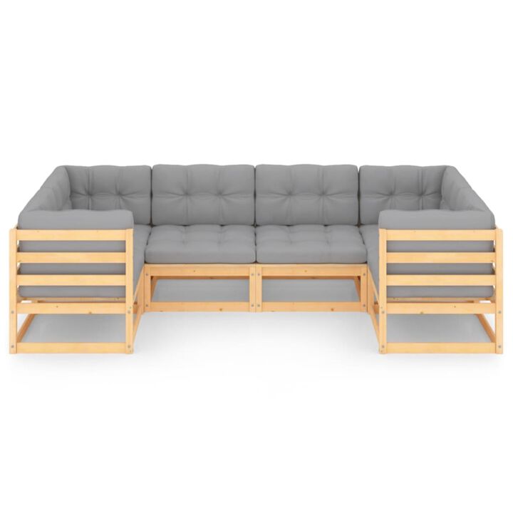 vidaXL 6 Piece Garden Lounge Set with Cushions Solid Pinewood