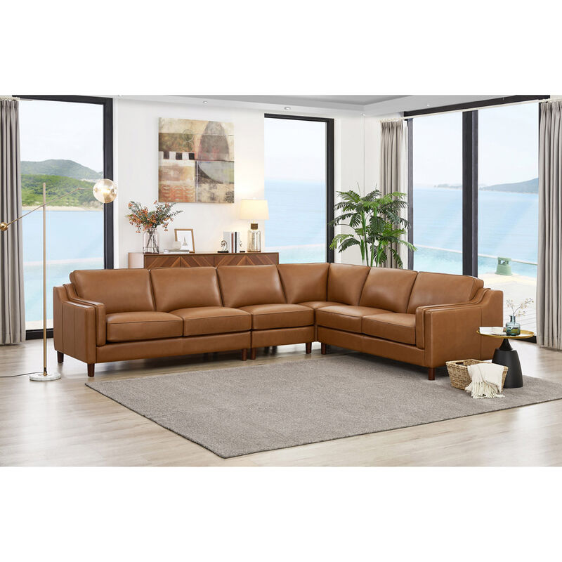 Bella Top Grain Leather L-Shaped Sectional