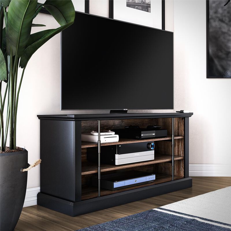Hoffman Rustic TV Stand for TVs up to 50", Black and Walnut