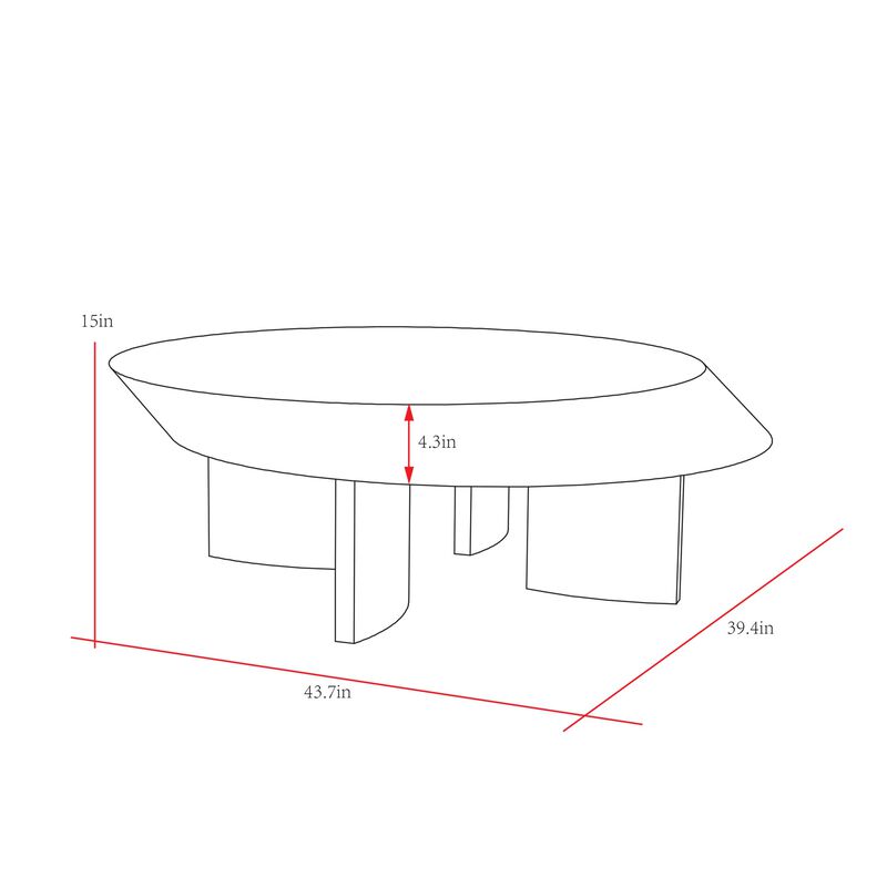 Pasargad Home Rivano Design Shiny Black Coffee Table, 43.7"W