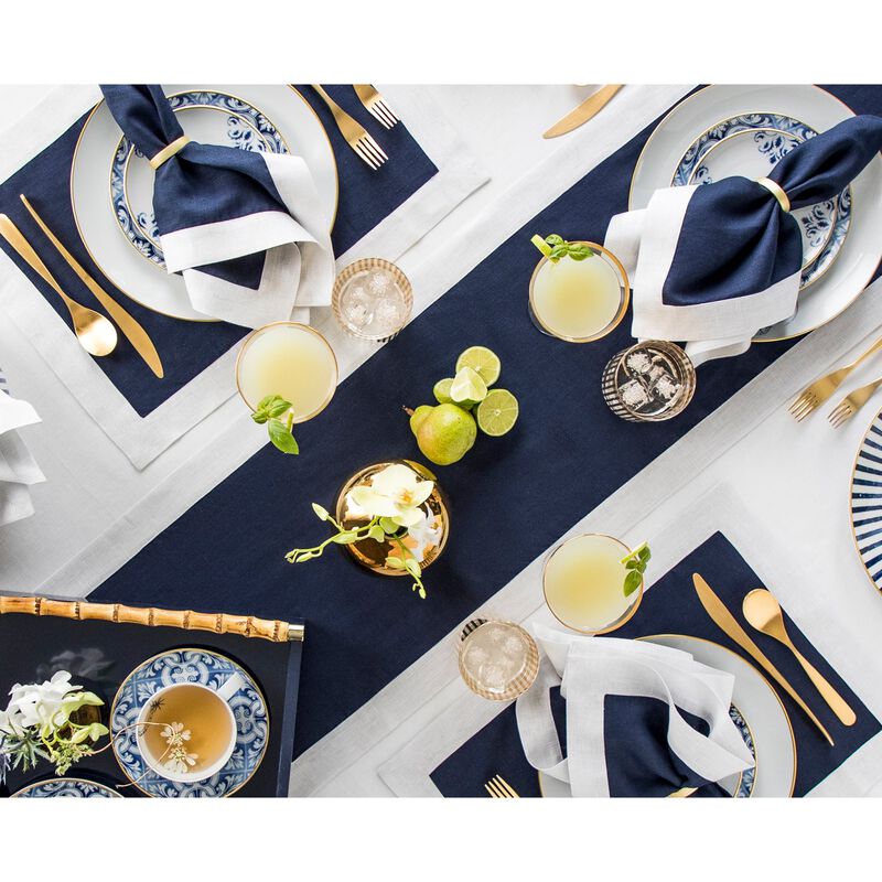 Solino Home 100% Pure Linen Table Runner | Festive Edge for Thanksgiving, Christmas