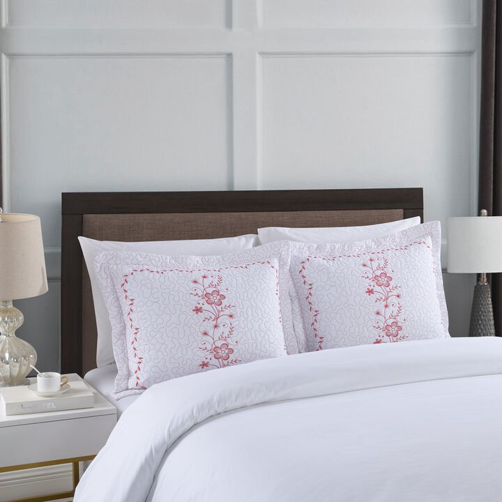 Marcielo 2 Pcs Embroidered Floral Pillow Shams