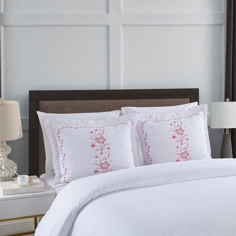 Marcielo 2 Pcs Embroidered Floral Pillow Shams
