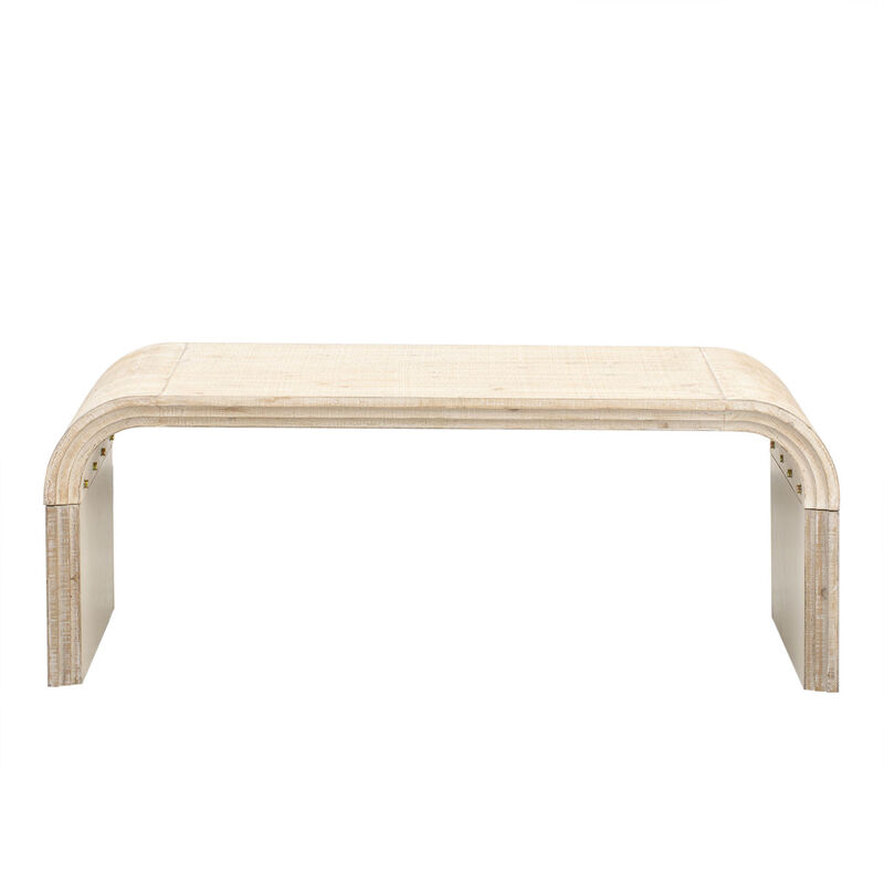 Art Deco Minimalist Coffee Table(Natural Wood Wash)
