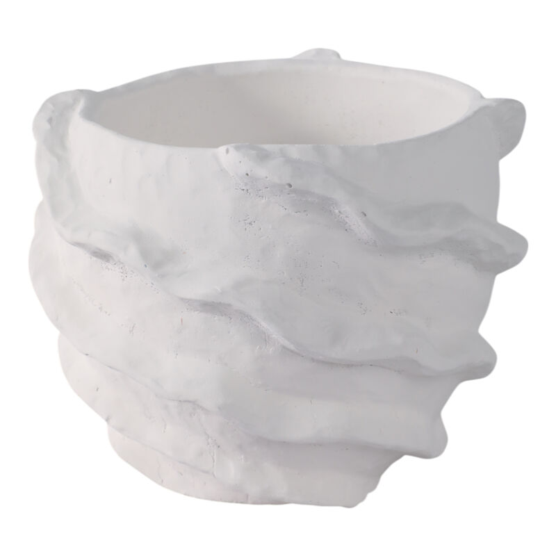 7" Flutter Trim Planter, White