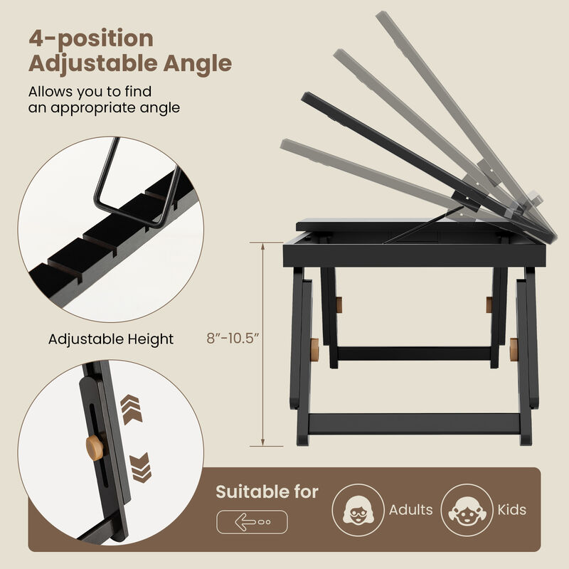 Adjustable Wicker Laptop Desk with Tilting Top and Drawer