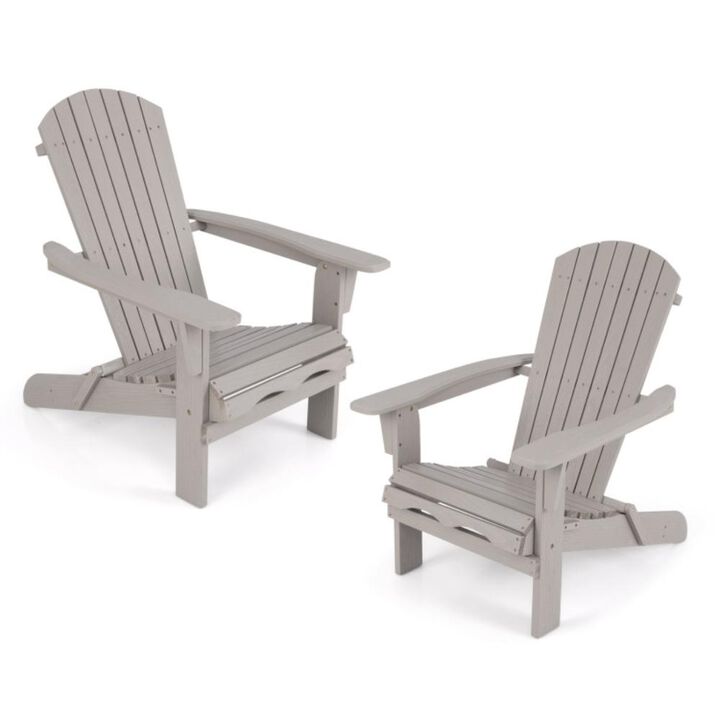 Hivvago Folding Adirondack Chair Set of 2 with High Backrest and Wide Armrests