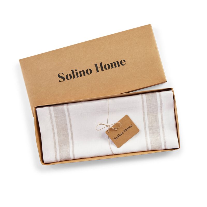 Solino Home 100% Pure Linen Tablecloth | Farmhouse Stripe