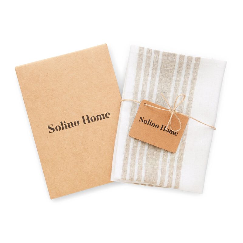 Solino Home 100% Pure Linen Kitchen Towels Set of 2 - 17 x 26 Inch | Farmhouse