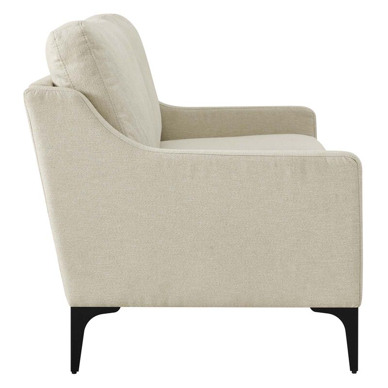 Corland Upholstered Fabric Loveseat Brown