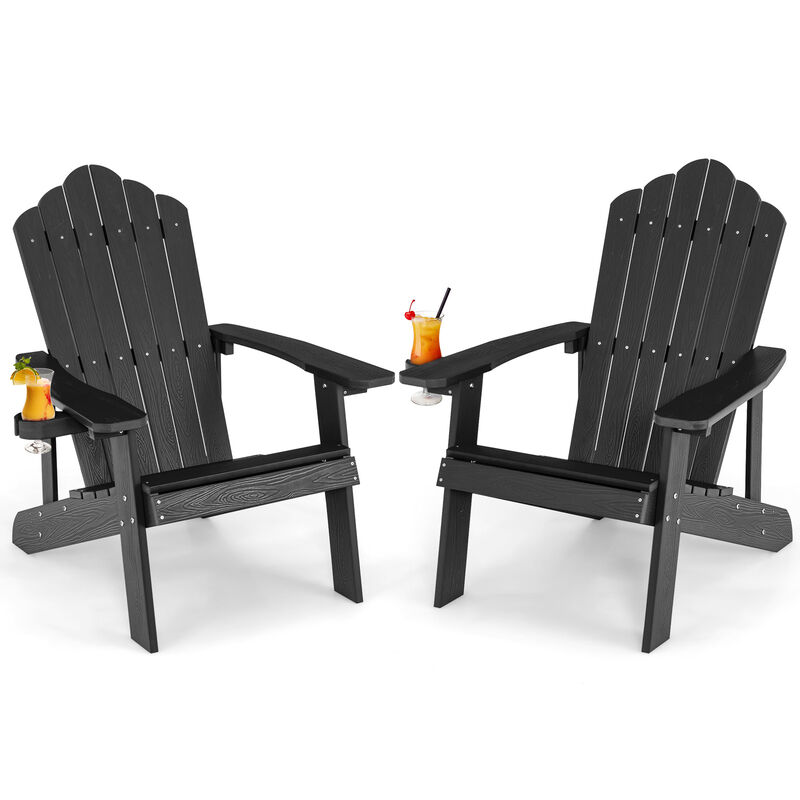 Weather Resistant HIPS Outdoor Adirondack Chair with Cup Holder