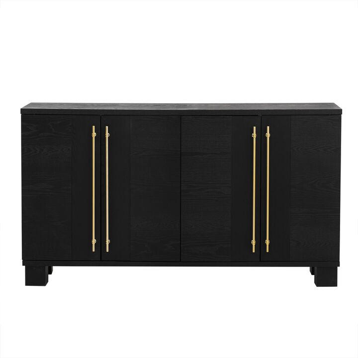Clihome Sideboard Buffet Cabinet with Storage, Wood Sideboard with Adjustable Shelves and Gold Handles for Kitchen, Dining Room and Living Room (Antique Navy)