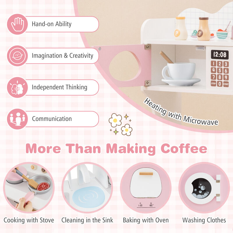 Kids Kitchen Playset with Coffee Maker Pretend Play Toy for Kids
