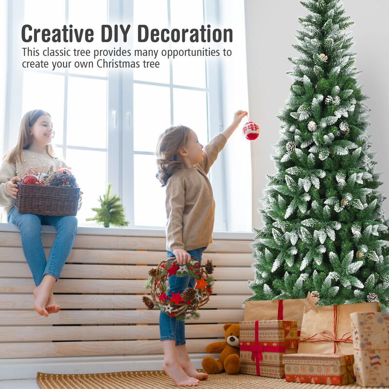 6Feet Artificial Pencil Christmas Tree with Pine Cones
