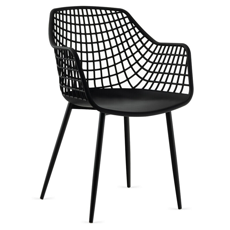 Set of 4 Heavy Duty Modern Dining Chair with Airy Hollow Backrest