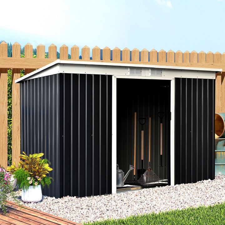Gray Garden Vault: 9'x4.5'x5.5' Rust-Resistant Metal Storage Shed