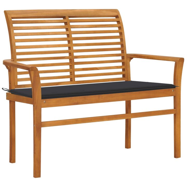 vidaXL Garden Bench with Anthracite Cushion 44.1" Solid Teak Wood