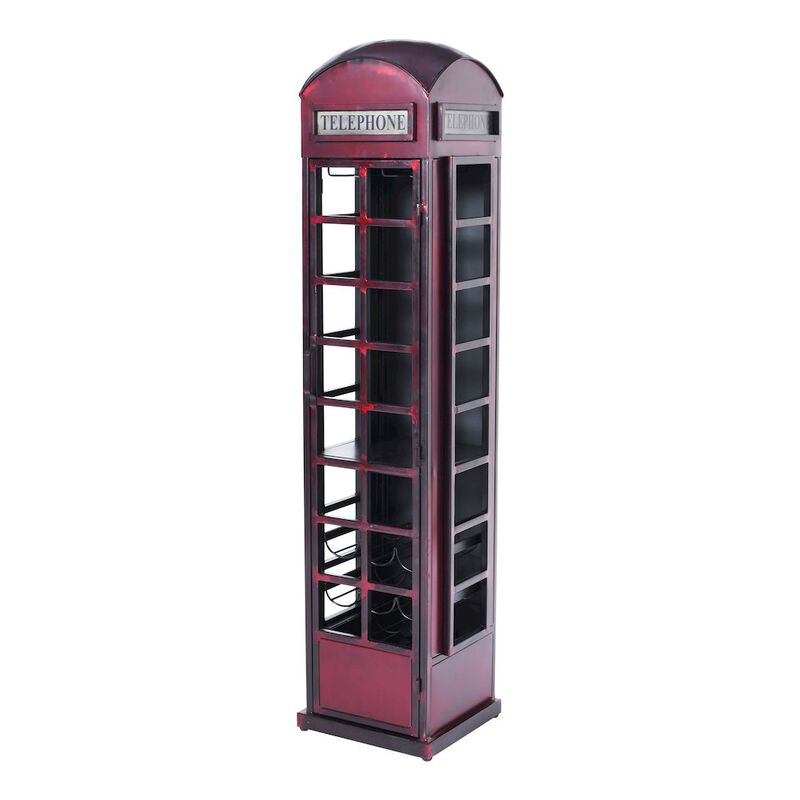 Jofran Glory Days Telly Vintage Telephone Booth Lounge Bar Cabinet