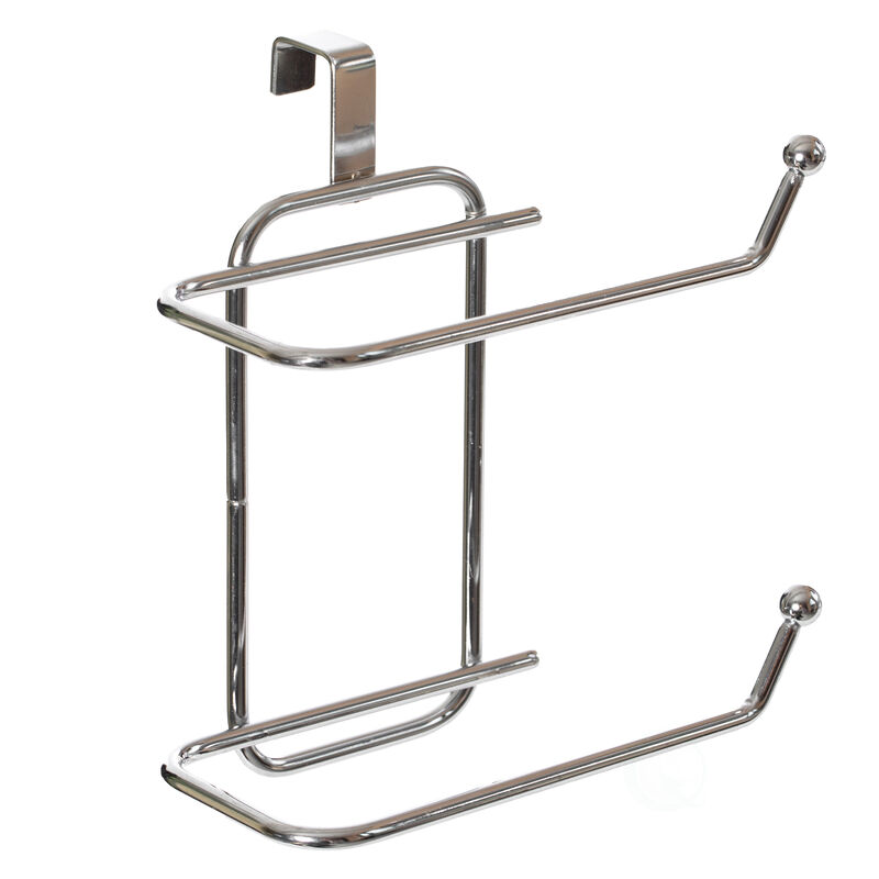 Chrome Toilet Tissue Paper Roll Holder Dispenser, Over The Tank Two Slot Tissue Organizer