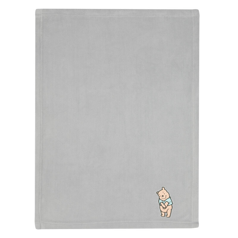 Lambs & Ivy Disney Baby Winnie the Pooh Hugs Gray Soft Fleece Baby Blanket