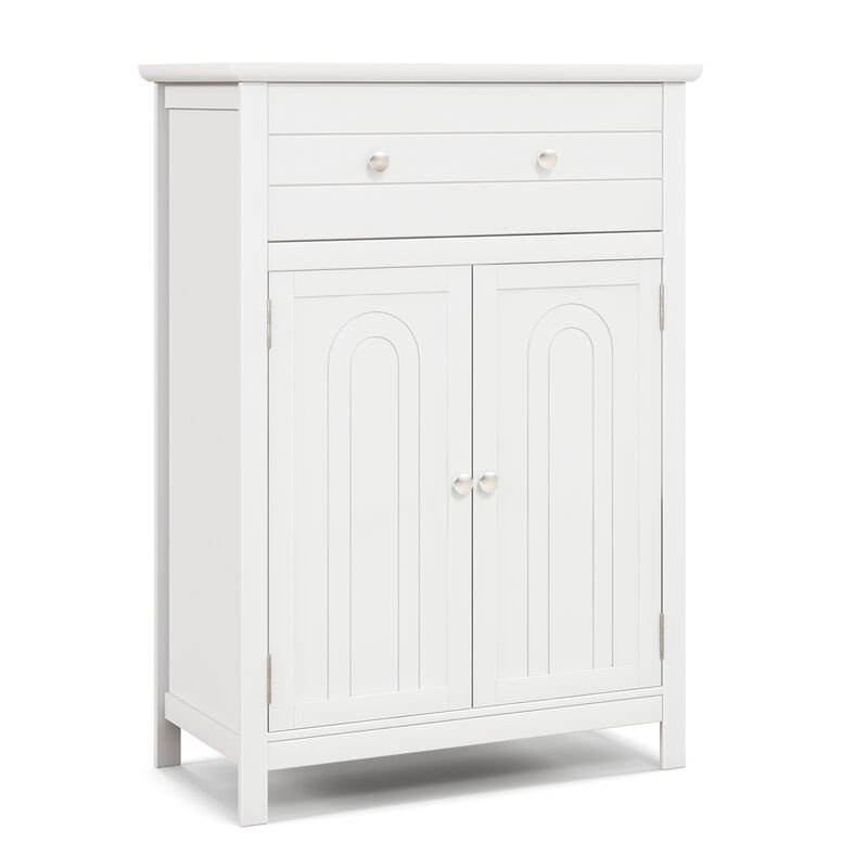 Wooden Bathroom Floor Cabinet with Drawer and Adjustable Shelf