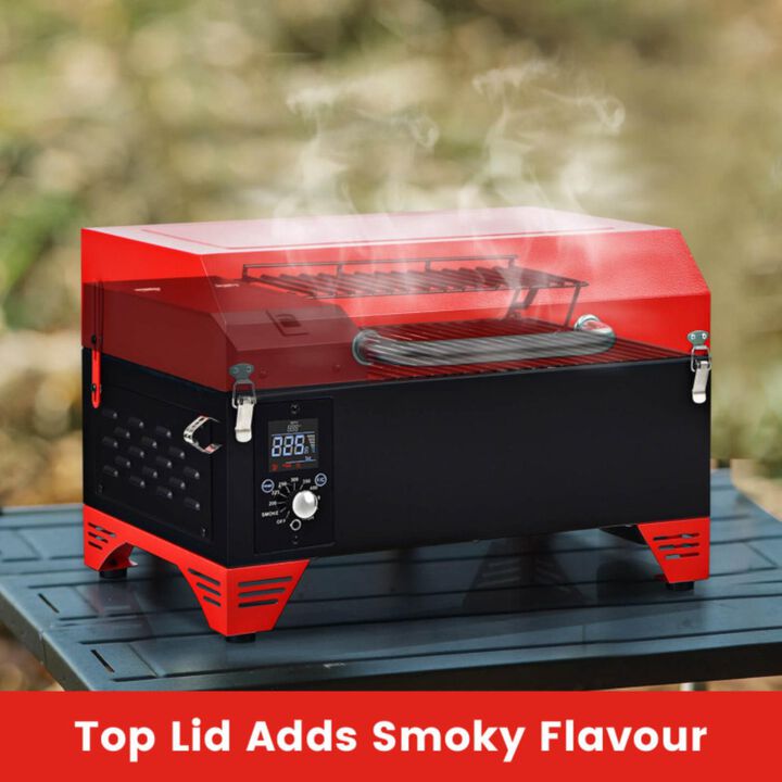 Hivvago Outdoor Portable Tabletop Pellet Grill and Smoker with Digital Control System for BBQ