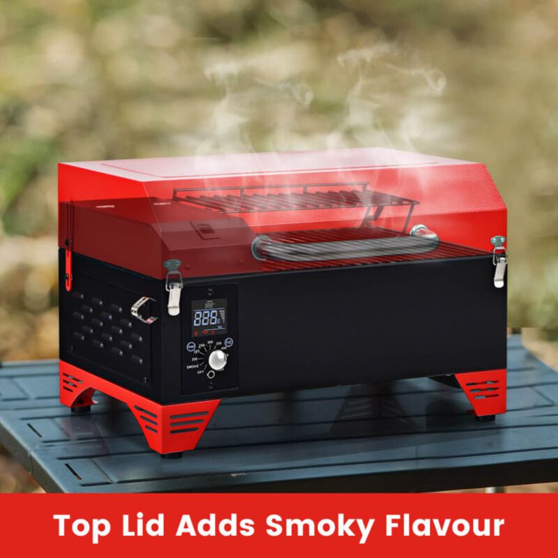 Hivvago Outdoor Portable Tabletop Pellet Grill and Smoker with Digital Control System for BBQ