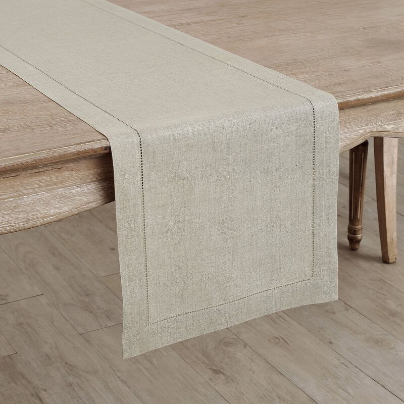 Solino Home 100% Pure Linen Table Runner | Classic Hemstitch for Thanksgiving, Christmas