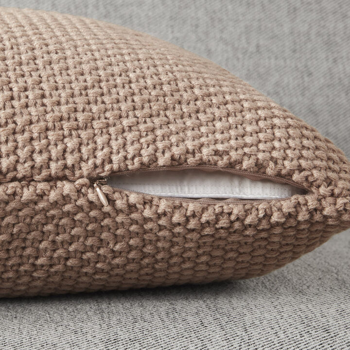 Gracie Mills Lessie Solid Acrylic Knit Euro Pillow Cover