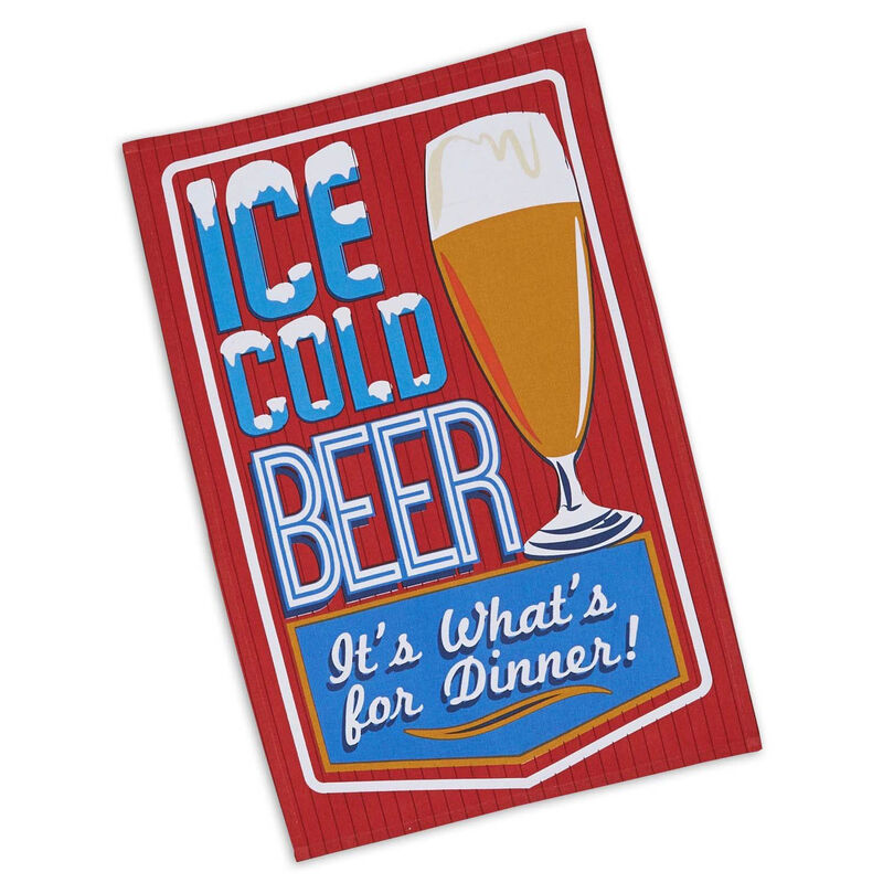 Set of 3 Assorted Retro Beer Print Dish Towel  18"
