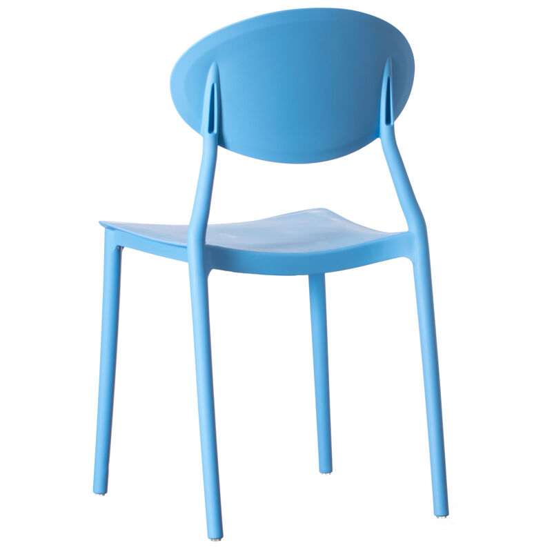 Modern Plastic Outdoor Dining Chair with Open Oval Back Design, White
