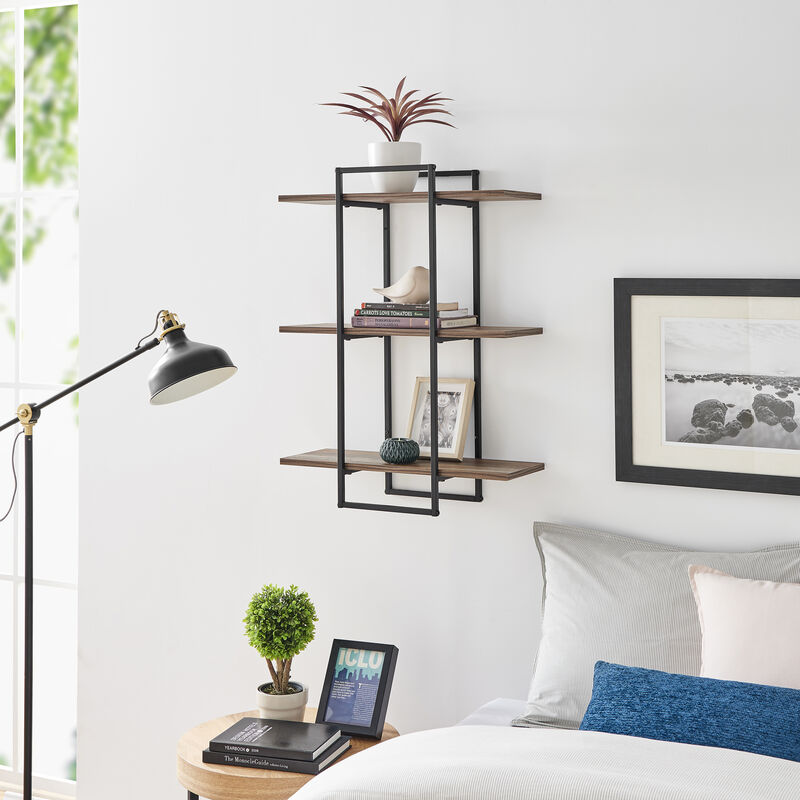 Antigua Crossed Double Rectangle 3-Tier Shelf Unit