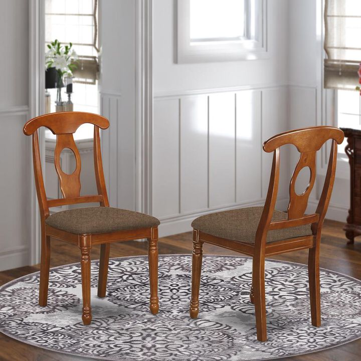 East West Furniture NAC-SBR-C Napoleon styled kitchen chair with Fabric seat