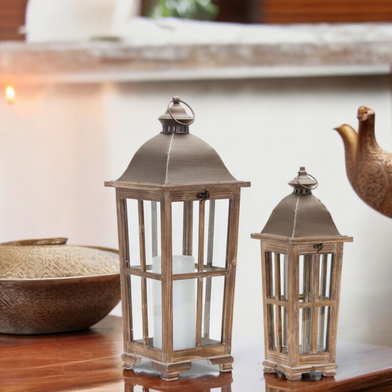 Set of 2 Decorative Lanterns for Indoor and Outdoor Lighting Décor