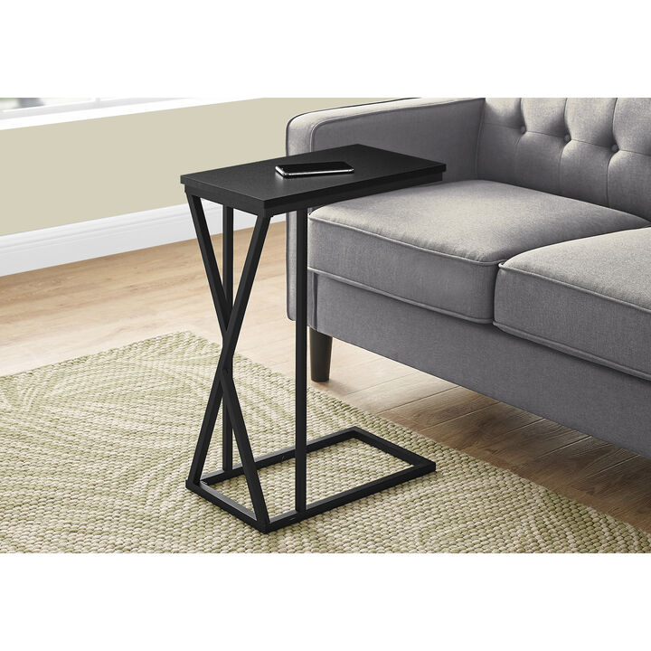 Monarch Specialties I 3247 Accent Table, C-shaped, End, Side, Snack, Living Room, Bedroom, Metal, Laminate, Black, Contemporary, Modern