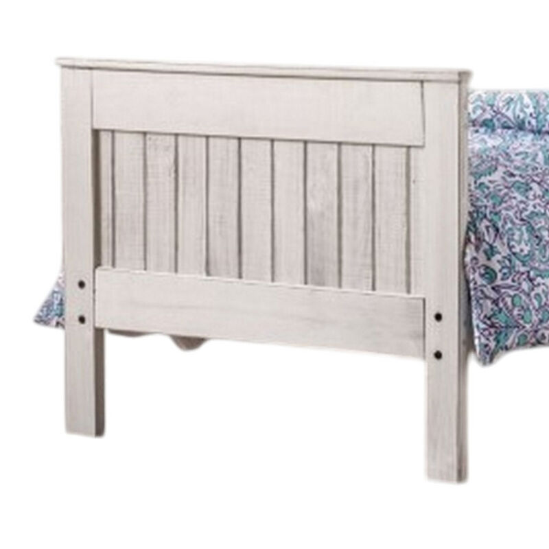 Waly Full Bed, Farmhouse Plank Design, Classic White Solid Pine Wood - Benzara